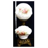Vintage milk glass shade parlor lamp w/ roses