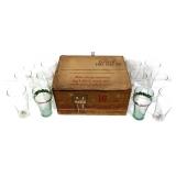 Lot of vintage soda glasses in box