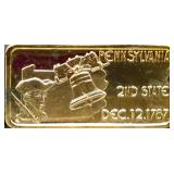 1 troy ounce Pennsylvania state silver bar