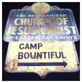 Vntg Church Of Jesus Christ Camp sign