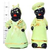 Vntg Americana green figural salt/pepper set