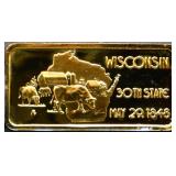 1 troy ounce Wisconsin state silver bar