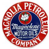 Porcelain 24in round Magnolia Petroleum sign