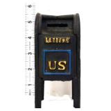 Cast iron black mailbox coin bank
