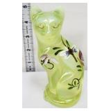 Fenton topaz iridescent lily trail cat figure glow