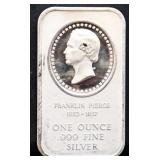 1oz Franklin Pierce silver bar