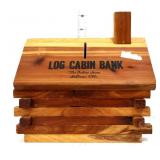 Wood Log Cabin coin bank see photos