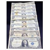Lot of 10 blue seal $1 notes