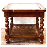 Vintage glass top barley twist end table see photo