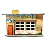 Vntg metal Wyandotte Toytown Fire Department bldg