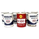 Lot of 7 vntg 1qt oil cans, full NO SHIPPING