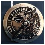 Round metal Harley Davidson sign