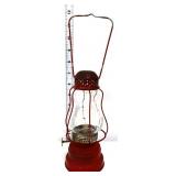 Vintage red metal skaters lantern w clear globe