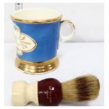 Vintage blue shaving mug with brush
