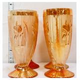 4 marigold carnival 9in iris & herringbone glasses