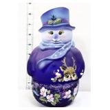 Fenton cobalt snowman fairy lamp with reindeer