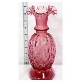 Fenton 9in cranberry melon vase