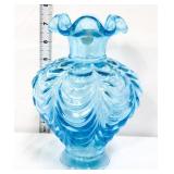 Fenton blue topaz 7in drape vase