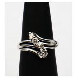 Sterling white sapphire wave ring, lab created