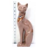 Vintage 12in dusty rose sitting cat figure