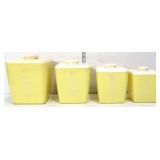 4 piece vntg yellow canister set