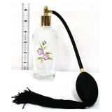 Fenton clear floral perfume bottle w atomizer