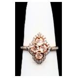 Sterling peach sapphire ring. lab created