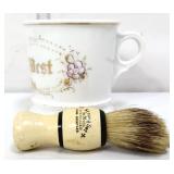 Vintage shaving mug with shaving brush