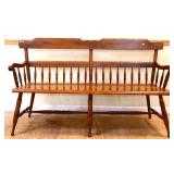 Vintage maple plank bottom settee