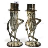 Pair vntg Mr Peanut silver salt/pepper shakers