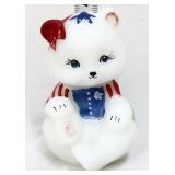 Fenton white patriotic teddy bear figure