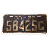 1932 Georgia license plate