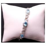 Blue topaz bangle bracelet, lab created