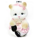 Fenton white teddy bear with pink/white shirt