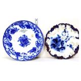 Lot of 2 vntg blue plates