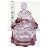 Pink Colonial Lady figural trinket box