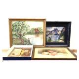 4 piece estate framed art lot