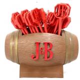 Lot of J&B cocktail mixers in plastic adv holder