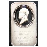 1oz James Garfield silver bar