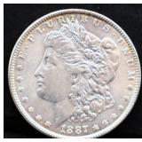 1887 Morgan silver dollar