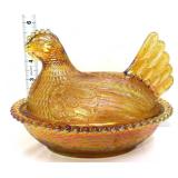 Vintage amber carnival hen on nest