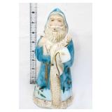 Fenton 8in Old World Santa in blue robe figure