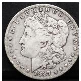 1887O Morgan silver dollar
