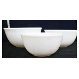 Trio vintage Fire King milk glass mixing bowls