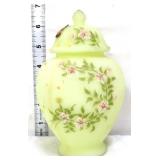 Fenton custard temple jar w/ flowers