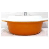 Vntg Pyrex orange #043 dish w/ friendship lid