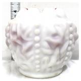 Vintage white/red cased glass rose bowl