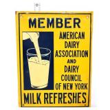 Vtg metal 9.5x12 American Dairy NY Member sign