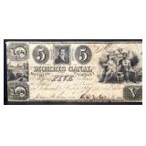 1838 Morris Canal Co. $5 paper note