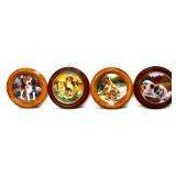 Lot of 4 wood frame dog collector plates